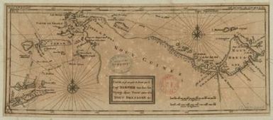 Map where the road is marked as the cape. Dampier went on his trip from Timor around Nouv. Brittany