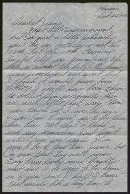 [Letter from Walter Patrick to Mary Jean Ross - September 25, 1943]