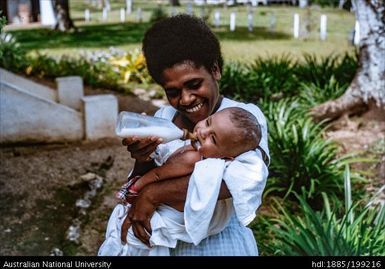 New Hebridean nurse and baby, Paton Memorial Hospital