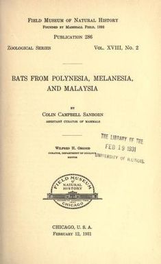 Bats from Polynesia, Melanesia, and Malaysia