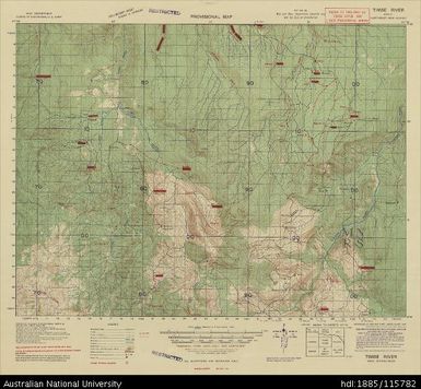 Papua New Guinea, Northeast New Guinea, Timbe River - overprint, Provisional map, Sheet B55/11, 3687, 1943, 1:63 360