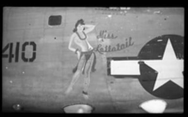 [Nose art for Consolidated PB4Y-2 Privateer aircraft "Miss Lottatail"]
