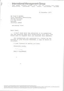 Letter from Mark H. McCormack to Fred W. Heckel