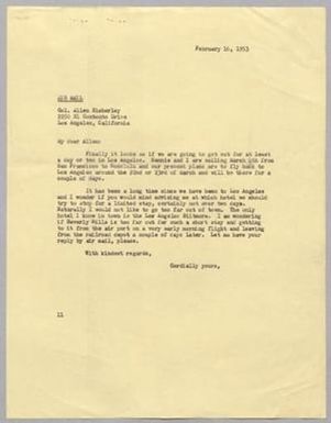[Letter from I. H. Kempner to Allen Kimberly, February 16, 1953]