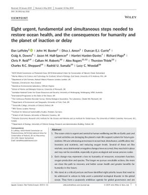 Eight urgent, fundamental and simultaneous steps needed to restore ocean health, and the consequences for humanity and the planet of inaction or delay.