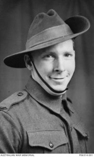 Studio portrait of QX7985 Private (Pte) Harvey James Petersen of Harvey Creek, Qld. Pte Petersen enlisted in July 1940 and served with No. 1 Independent Company on the island of New Ireland. He was ..