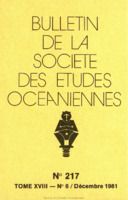 Bulletin de la Société des Études Océaniennes numéro 217