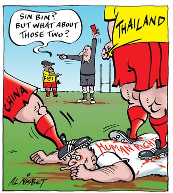 "Sin bin? But what about those two?" 18 April 2009