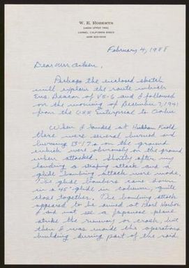 [Letter from W.E. Roberts to David Aiken, February 4, 1988]