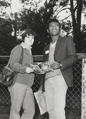Mary Potter showing features of Australian environment to Fijian representative Isikeli Mataitoga, at the Asian student conference, Melbourne, 1974 / Terry Rowe