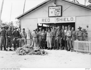 MADANG, NEW GUINEA. 1944-12-14. THE WELL PATRONIZED SALVATION ARMY RED SHIELD HUT