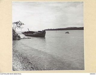 MUSCHU ISLAND, NEW GUINEA, 1945-09-11. FOLLOWING THE SURRENDER OF THE JAPANESE, MUSCHU ISLAND IS NOW UNDER THE CONTROL OF HQ 6 DIVISION. THIS PICTURE SHOWS THE AMOUNT OF DAMAGE DONE BY RAAF AIR ..