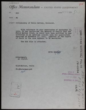 Philippines: 296.1152/2-251 - Baku Island/Bismarck Archipelago/Bougainville Island/Caroline Islands/Eniwetok Islands/German Pacific Colonies and Dependencies/Kaiser Wilhelm's Land/Ladrone Islands/Marianne Islands/Marshall Islands/Nauru Island/New Guinea, German/Pacific Islands (mandated)/Palau Islands/Pelew Islands/Samoa/Samoan Islands/Savaii/Solomon Islands (German)/Upolu/Western Samoa: 299.9611/8-351