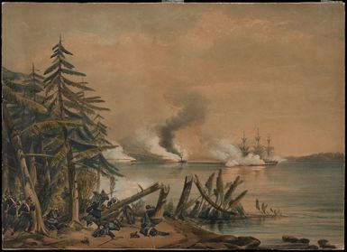 [Artist unknown] :[Coastal military encounter] [Nineteenth century]