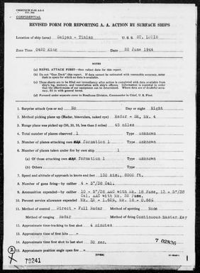 USS ST LOUIS - AA Act Rep, 6/22 & 23/44, Saipan-Tinian Area, Marianas