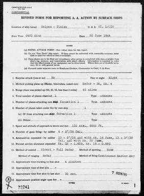 USS ST LOUIS - AA Act Rep, 6/22 & 23/44, Saipan-Tinian Area, Marianas