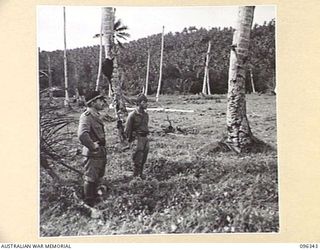 MUSCHU ISLAND, NEW GUINEA, 1945-09-08. TWO JAPANESE NAVAL CONSTRUCTION CORPORALS. THE JAPANESE SOLDIERS, UNDER THE CONTROL OF HQ 6 DIVISION, ARE CONSTRUCTING THEIR OWN HOSPITAL AND CAMPS ON THE ..