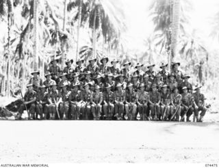 MADANG, NEW GUINEA. 1944-07-02. CORPORALS OF THE 24TH INFANTRY BATTALION. IDENTIFIED PERSONNEL ARE:- VVX104503 CORPORAL L.J. ROBERTS (1); VX138493 F.W. HAESLER (2); CORPORAL J. HALL (3); CORPORAL ..