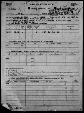 VMD-354 - ACA Reports on photo reconnaissance of Kyushu, Japan and the Palau, Caroline & Bonin Islands, 7/5/45 - 8/25/45