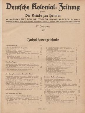 Deutsche Kolonial-Zeitung, 47. Jg. 1. Januar 1935, Heft 1.