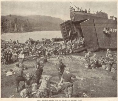 Giant landing craft now in service on Pacific front