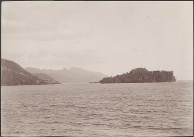 The island of Mara-na-tabu off the coast of Ysabel, viewed from the west, Solomon Islands, 1906 / J.W. Beattie