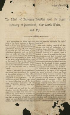 The effect of European bounties upon the sugar industry of Queensland, New South Wales and Fiji/ [J. Ewen Davidson].