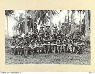 MADANG, NEW GUINEA. 1944-07-02. PERSONNEL OF THE MORTAR PLATOON, HEADQUARTERS COMPANY, 24TH INFANTRY BATTALION. IDENTIFIED PERSONNEL ARE:- V40718 PRIVATE S.C. PRUDDEN (1); VX106307 SERGEANT T.S. ..