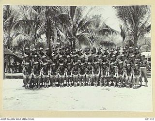 JACQUINOT BAY, NEW BRITAIN. 1945-04-21. SERGEANTS OF 37/52 INFANTRY BATTALION, 4 INFANTRY BRIGADE. (FOR IDENTIFICATION OF 48 NAMED PERSONNEL REFER TO PROVISIONAL CAPTION OR NAME INDEX)
