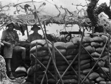 Soldiers in a machine gun post, Viti Levu, Fiji