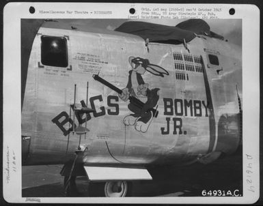 The Consolidated B-24 "Liberator," 'Bugs Bomby Jr.', Of The 11Th Bomb Group, Based On Guam, Marianas Islands. 4 May 1945. (U.S. Air Force Number 64931AC)