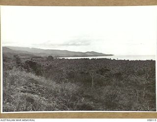 FINSCHHAFEN, NEW GUINEA, 1943-10-02. VIEW FROM A JAPANESE OBSERVATION POST IN THE KAKAKOG AREA, LOOKING TOWARDS SCARLET BEACH, WHERE THE ALLIED LANDING WAS MADE