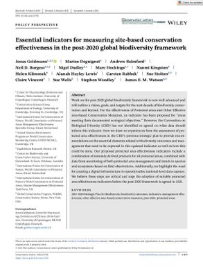 Essential indicators for measuring site-based conservation effectiveness in the post-2020 global biodiversity framework