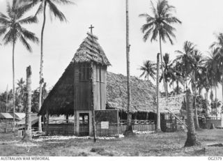 MADANG, NEW GUINEA. 1944-12-19. A FRONT VIEW OF THE RAAF MEMORIAL CHAPEL AT THE FORWARD RAAF BASE