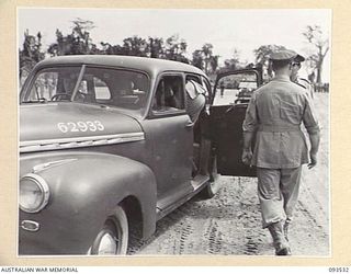 TOROKINA, BOUGAINVILLE. 1945-07-03. HIS ROYAL HIGHNESS, THE DUKE OF GLOUCESTER, GOVERNOR-GENERAL OF AUSTRALIA (1), AND LIEUTENANT GENERAL S.G. SAVIGE, GENERAL OFFICER COMMANDING 2 CORPS (2), ..