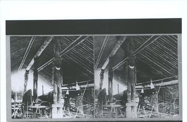 Interior of canoe shed at Makira, San Cristoval, Solomon Group