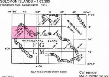 Planimetric map. prepared under the direction of the Chief Engineer, USASOS, SWPA ; tri-metrogon aerial photography by Air Force, U.S. Army, June, 1942 ; planimetric map prepared and reproduced by Base Map Plant, USASOS, SWPA, November, 1942