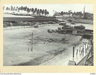 FINSCHHAFEN, NEW BRITAIN. 1945-03-19. VIEW OF THE HUGE STORAGE AREA