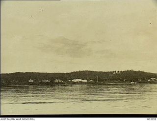 Herbertshohe, New Britain. c. 1915. The town as seen from Blanche Bay. Herbertshohe, later Kokopo, was the capital of the Protectorate of German New Guinea before Rabaul. (Donor J.R. Travers)