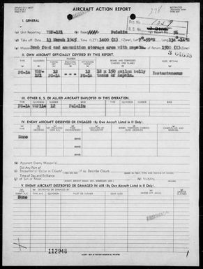 VMF-121 - ACA reps nos 56-57 - Bombing & strafing targets in the Palau Is 3/13 & 15/45