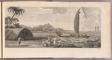 (A view of the island of Ulietea, with a double canoe and a boathouse). E. Rooker sculp. No. 3. (London: printed for W. Strahan; and T. Cadell in the Strand, MDCCLXXIII).