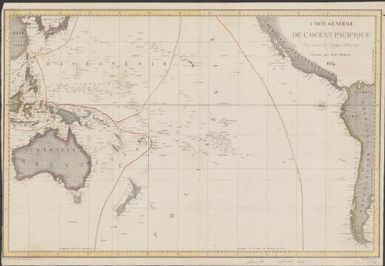 Carte gʹenʹerale de l'Ocʹean Pacifique : pour servir au Voyage Pittoresque / dressʹee par M. D'Urville 1834 ; gravʹe sur Acier par Al`es , rue des Mathurins, No. 1 ; ecrit par Bʹenard, rue de Foin, No. 15