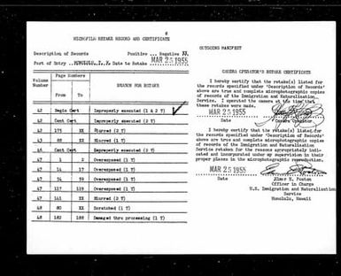 Volume 42: Immigration Service Forms, January 5, 1921 - February 25, 1921