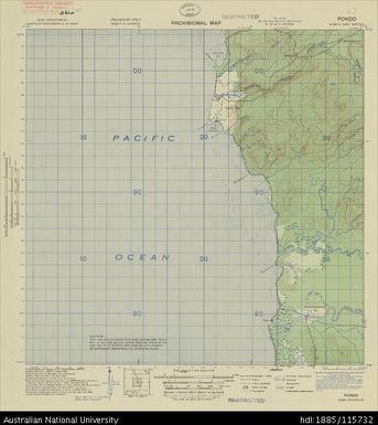 Papua New Guinea, New Britain, Pondo, Provisional map, Sheet B56/2, 1943, 1:63 360