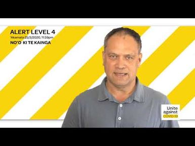 Cook Islands Māori: COVID-19 ALERT LEVEL 4 announcement