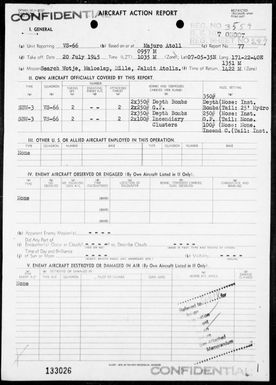 VS-66 - ACA Reps Nos 77-78 - Air opers against the Marshall Islands on 7/20 & 25/45