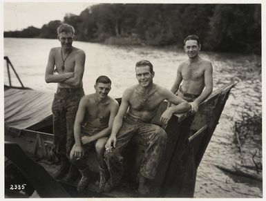 Soldiers of the 2nd New Zealand Expeditionary Force (in the Pacific), on Nissan Island, New Guinea, during World War II