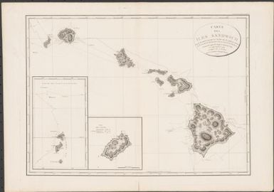 Carte des Iles Sandwich d'apres la reconnoissance qui en à été faite dans les differentes relaches de la corvette La Découverte et de sa conserve Le Chatham commandés par le Capt. Vancouver en 1792, 1793 et 1794 / et redigée sous sa direction par la Lieutenant Joseph Baker