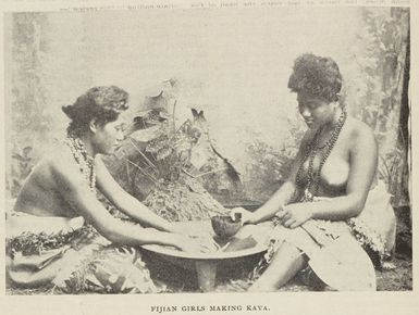 Fijian girls making kava