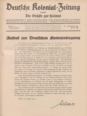 Deutsche Kolonial-Zeitung, 47. Jg. 1. Mai 1935, Heft 5.